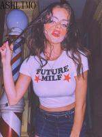 Y2k Crop T เสื้อ Future Milf Star แฟชั่นผู้หญิง Crop Top Harajuku Streetwear Slim Tshirt ฤดูร้อนเซ็กซี่ปาร์ตี้ Femme สตรีเสื้อผ้า