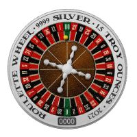 เหรียญรูเล็ตต์  Roulette WheelSpinning .9999 Silver Proof Coin