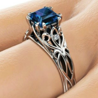 Fashion retro Blue Diamond female Engagement Wedding Love Gift Ring Size 6-10