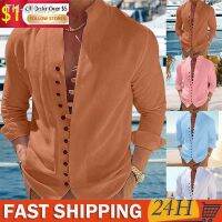 ﺴ۩✾ 2023 And MenS Color Loose Cotton Shirt Cardigan Top Hot Sale Long-Sleeved Shirts