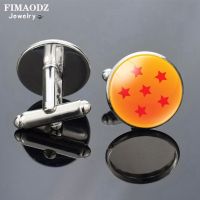 【hot】 FIMAODZ Anime 7 Balls for Mens Glass Exquisite Male Shirt Cuff Links Wolf Buttons