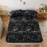 Bonenjoy ชุดผ้าปูที่นอน3ชิ้น King Size Black Heart-Shaped Pattern Fitted Sheet Set For Double Bed Mattress Cover180x200cm