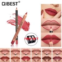 ซื้อ 3 รับฟรีของขวัญ?【ลิปไลเนอร์ + ลิปสติก】QIBEST ลิปสติกเนื้อแมท ติดทน กันน้ำ ลิปสติก ปากกา ดินสอเขียนขอบปากไม้สเตอริโอ【2 ชิ้น】