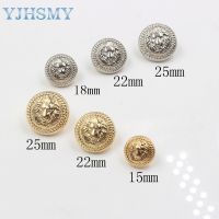 Free shipping 10pcs/Lot Dia 15/18/22/25mm Gold&amp;silver Color Metal lion style Buttons  garment accessories DIY materials LL-033 Haberdashery