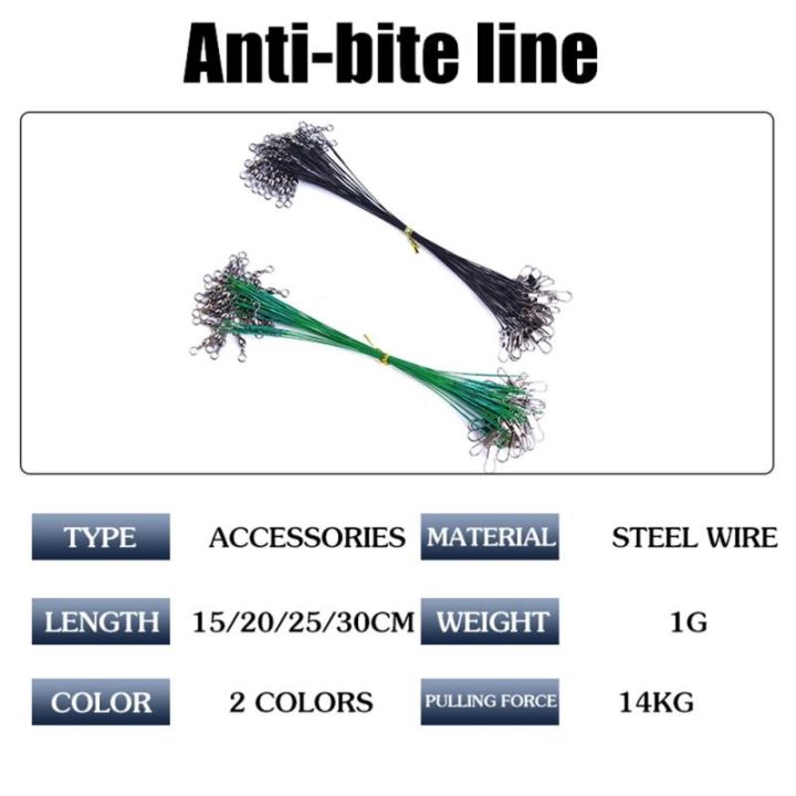 a-decent035-15-20-25-30cm-outdoor-fishing-gear-anti-bite-wire-front-anti-wrap-braided-line-steel-leader-with-swivel