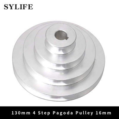41mm to 130mm Outer Dia 16mm Bore Aluminum A Type 4 Step Pagoda Pulley Wheel for V-Belt Timing Belt