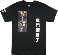 Demon Slayer Mens Nezuko Kamado Panels Kanji Print Graphic Print T-Shirt