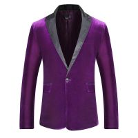 ZZOOI Purple Velvet Suit Blazer Men 2023 Brand New Slim Fit Single Button Mens Blazer Jacket Business Formal Dress Blazers for Men