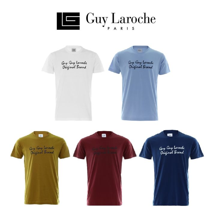 มีสินค้า-ราคาระเบิดguy-laroche-เสื้อยืด-คอกลม-สีพื้น-ปักโลโก้-dkt6204p0-s-3xl