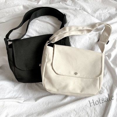 【hot sale】✁ C16 Simple Solid Color Canvas Bag Korean Literary Shoulder Messenger Bag Adjustable Shoulder Strap for Women Bag