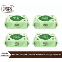 DES ทิชชู่เปียก Natural Organic,Original Plain Baby Wipe (Portable, 4*30 Sheets) ทิชชูเปียกออแกนิค เนเชอรัลออแกนิค รุ่นออริจินอล พกพา แผ่นทำความสะอาด กระดาษเปียก