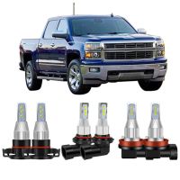 Chevy 1500 07-15 6x 6000K ไฟหน้ารถมอเตอร์ไซค์แบบ LED Hi/Lo + ชุดหลอดไฟตัดหมอกใหม่1ชิ้นสำหรับแฟชั่นรถยนต์