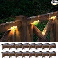 Solar Deck Lights 16 Pack Outdoor Step Lights Waterproof Led Solar Lights for Railing Stairs Step Fence Yard Patio and Pathway