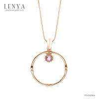 Lenya Jewelry  จี้เงินแท้ 925 ชุปพิ้งโกล ประดับพลอยอเมทีสต์ (Amethyst) ทรงกลม 1 เม็ด ช่วยผ่อนคลายความเครียด และความโกรธให้คลายลง