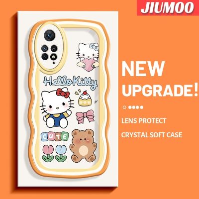 เคส JIUMOO สำหรับ Xiaomi Redmi Note 11 Pro 11e 5G Note Pro น่ารักเฮลโลคิตตี้แฟชั่นขอบคลื่นเคสโทรศัพท์แบบใสง่ายลายการ์ตูนเลนส์กล้องถ่ายรูปป้องกันการกระแทกเคสนิ่มเคสใสซิลิโคน