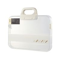 卍♚ Portable File Box Plastic Transparent Pencil Case A4 Folder with Lock Handle Documents Bag Stationery Storage Case Dropship