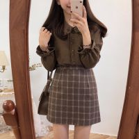 ♤✣ High Waist Plaid A-Line Short Skirt 26665