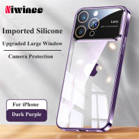 NIWINEE เคสป้องกันเลนส์ใสเคสโทรศัพท์หน้าต่างขนาดใหญ่กันกระแทก,สำหรับ iPhone 15 14 13 12 11 Pro Max XS XR X 8 7 6 Plus + ปลอกป้องกันเลนส์หรูหรา