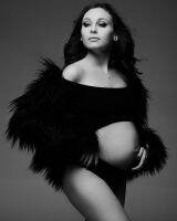 【hot】 Luxury Artificial Fur Maternity for Photo Shoot Boudoir Outfit Photography Props