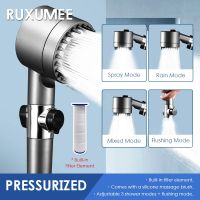 High Pressure Filter Shower Head 4 Modes Pressurized Booster Rainfall Handheld Stop Adjustable With Massage Bathroom Acessories Showerheads