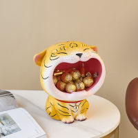 INWOO DECOR Tiger 2022 Lucky Cat Figurines Money Box Tray Snack Food Storage Holder Chinese New Year Home Ornament Decoration