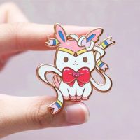 【CW】 Anime Cartoon Bow Sylveon Enamel Badge Brooch Lapel Pin Jewelry Children