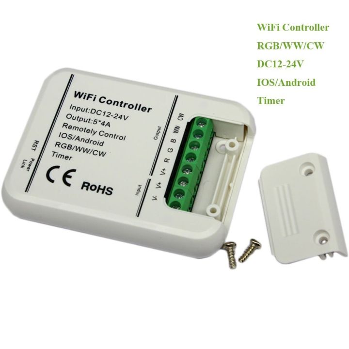 yingke-16ล้านสี-wifi-5ช่อง-rgb-ww-cw-ตัวควบคุมไฟ-led-เพลงการควบคุมสมาร์ทโฟนและโหมดจับเวลาตัวควบคุมไวไฟแอลซีดีตัวควบคุมไฟ-led