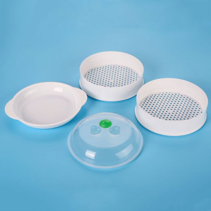 double-plastic-steamer-microwave-oven-round-steamer