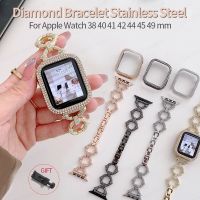 Diamond Bracelet for Apple Watch Bands 40mm 44 41 45 38 40 42 49mm Stainless Steel Watch Strap for IWatch Band Series 7 8 6 5 4 Straps