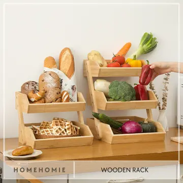 Wood Fruit Basket, 2 Tier Kitchen - KIWI HOMIE