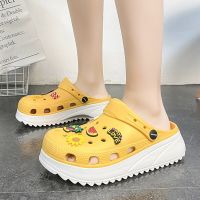 HOT★ขายร้อนการ์ตูนน่ารักผู้หญิงรองเท้าแตะหนารองเท้าสวนผู้หญิง Clogs แฟชั่นสีเหลืองฤดูร้อนรองเท้าส้นเตี้ยผู้หญิงสไลด์