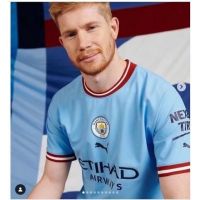 T SHIRT   เสื้อกีฬาแขนสั้น ลายทีมฟุตบอล ManchesterS City 22 23 ชุดเหย้า คุณภาพสูง สําหรับผู้ชาย