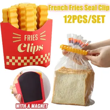 12pcs/set French Fries Shaped Sealing Clips For Snack Packaging Bags