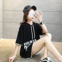 Fake two short-sleeved T-shirt womens mid-size mid-size mid-length dress top womens wear