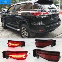 สัญญาณเลี้ยว2018 2017 2016 2015 Fortuner โตโยต้าสำหรับสะท้อนแสงโคมไฟไฟเบรคตัดหมอกกันชนหลัง LED 2ชิ้น