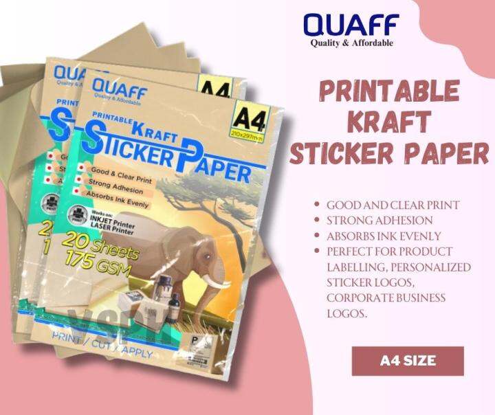 PRINTABLE KRAFT STICKER PAPER A4 by VSPH Lazada PH