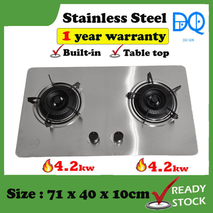 Du Qin Stainless Steel Built in Gas Stove Dapur Gas Masak Stainless