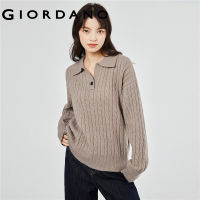 GIORDANO Women Sweaters V-Neck Collar Chunky Cable Knit Sweaters Solid Color Gentle Simple Fashion Casual Sweaters 18353908