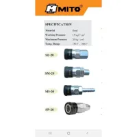 Mito คอปเปอร์ลม หัวดำ  8×12 hose sp40