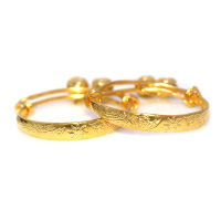 กำไลข้อเท้าเด็กกระพรวนคู่ลายมังกรคู่หงส์ รุ่น TK-036 - Gold