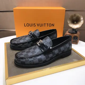 Louis Vuitton Black Leather Major Slip On Loafers Size 44 Louis Vuitton