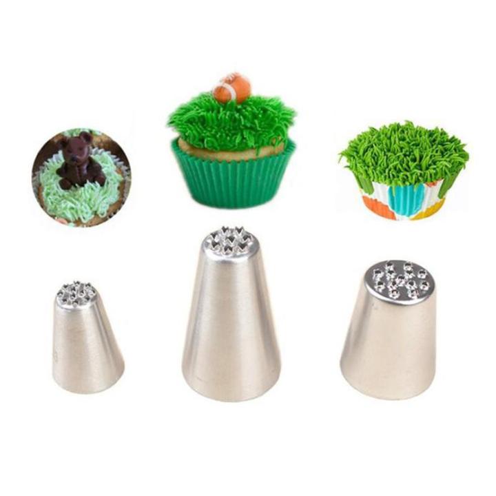 worth-buy-3pcs-หญ้าครีมไอซิ่งหัวฉีดสแตนเลส-pastry-fury-ตกแต่ง-cupcake-เค้กตกแต่งเครื่องมือ-pastry-tools