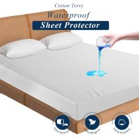 Bed Cover Waterproof Mattress Protector Cotton Terry Soft Comfortable Fits All Mattress Size Washable