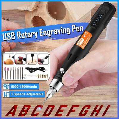 202115000rpm Adjustable 3 Speeds Electric Grinder Mini Drill Rotary Tools Grinding Machine USB Engraving Pen with Drill Bits Tools