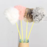 Cat Wand Toy Interactive Fluffy Soft Artificial Fur Cat Teaser Toys Kitten Chewing Toys Cat Wand Stick Pet Gatos Accessories Toys