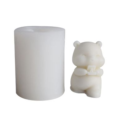 แม่พิมพ์ซิลิโคนรูปหมีน่ารักสำหรับใส่เทียนแม่พิมพ์เรซินแม่พิมพ์ช็อคโกแลตเทียนมีกลิ่นหอมสำหรับ Cetakan Dekorasi Kue หมี3D