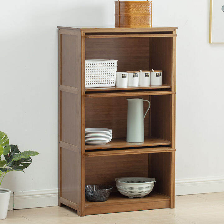 Bamboo sideboard largecapacity shelf with door wardrobe kitchen