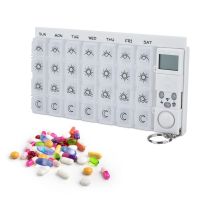 【LZ】 7 Days Pill Box Medicine Pill Case Organizer LED Timer Reminder 28 Grids Weekly Tablets Storage Pill Dispenser Alarm Clock