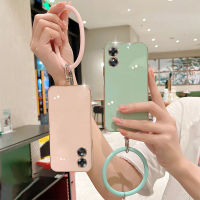 เคสOPPO A78 A98 5G พร้อมสายรัดข้อมือขอบสี่เหลี่ยมป้องกันกล้องเต็มรูปแบบซิลิโคนปลอกกันกระแทกอ่อนนุ่มเคสโทรศัพท์ OPPO A78 NFC เคสโทรศัพท์ฝาครอบ2023ใหม่