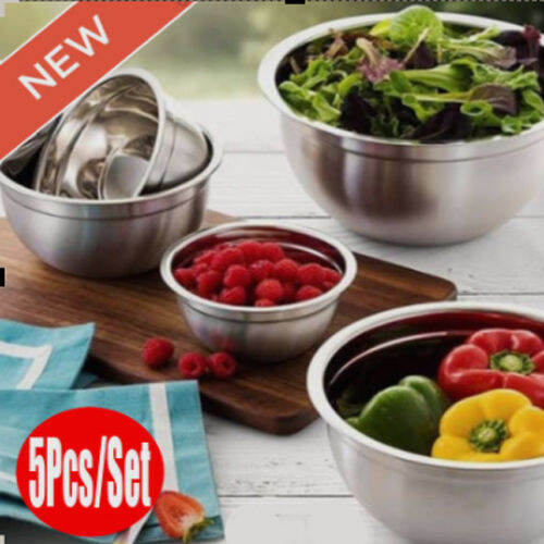 BOWL001 5pcs / set Bowl Mixing Bread Mixing Bowls Stainless Steel Bowl